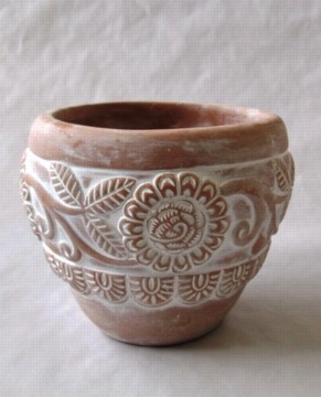 Portavaso in terracotta sabbiata con fiocco - Mobilia Store Home & Favours